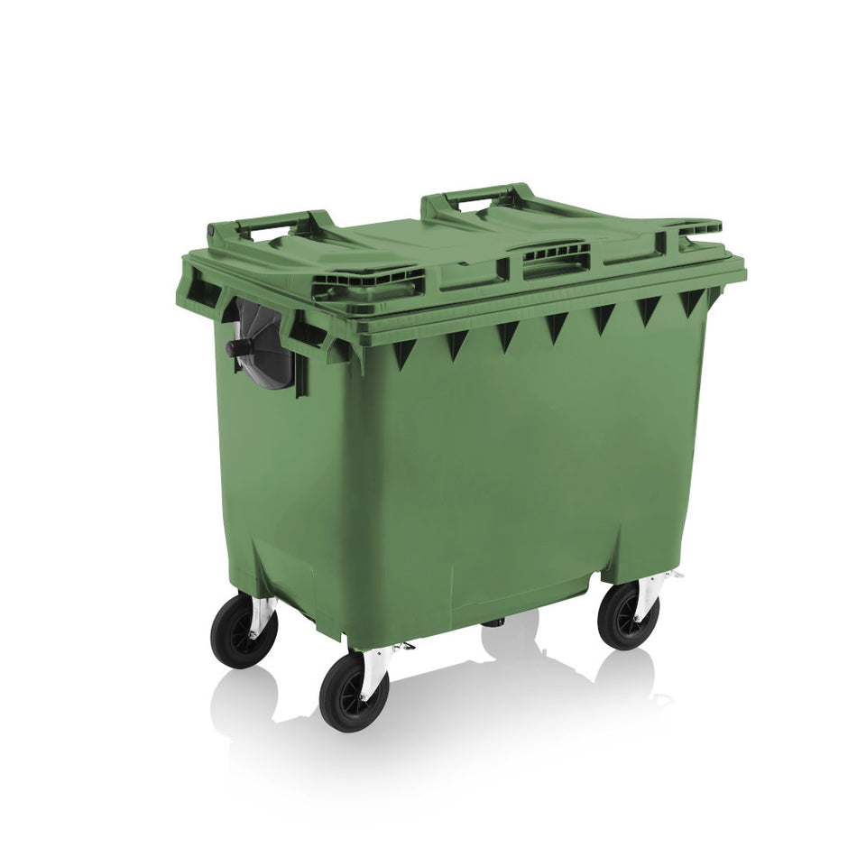 Poubelle à Roulettes 660L / 1100L – Verte, Hygiénique et Maniable
